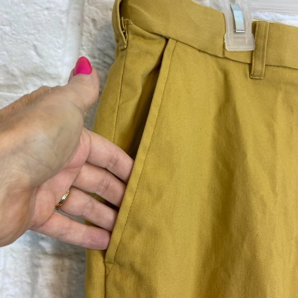 PETER CHRISTIAN Mens W 36 L 30 Mustard Flat Front Chinos Pants - Picture 2 of 13